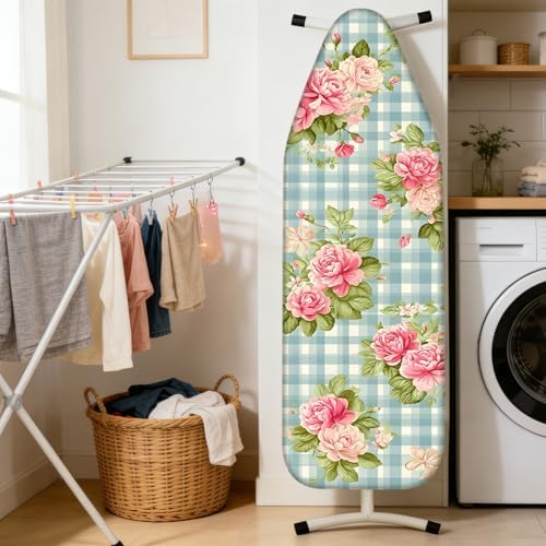 Nuxovilar Plaid Floral Cotton Ironing Board Cover 15x54 Fabric - Image 2