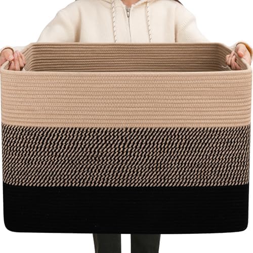 OIAHOMY 108L Extra Large Blanket Basket Dog Toy Basket Yellow and Black by MasterofSpaceOptimization