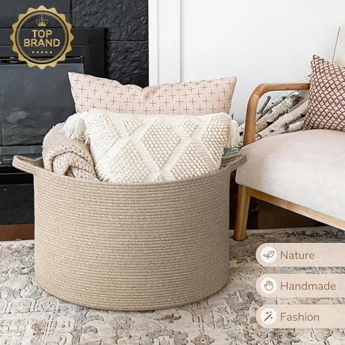 INDRESSME 115L Extra Large Woven Wicker Blanket Basket Living Room - Image 7