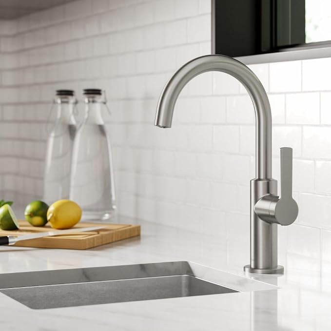 KRAUS Oletto Single Handle Kitchen Bar Faucet in Spot Free Stainless Steel - Image 2