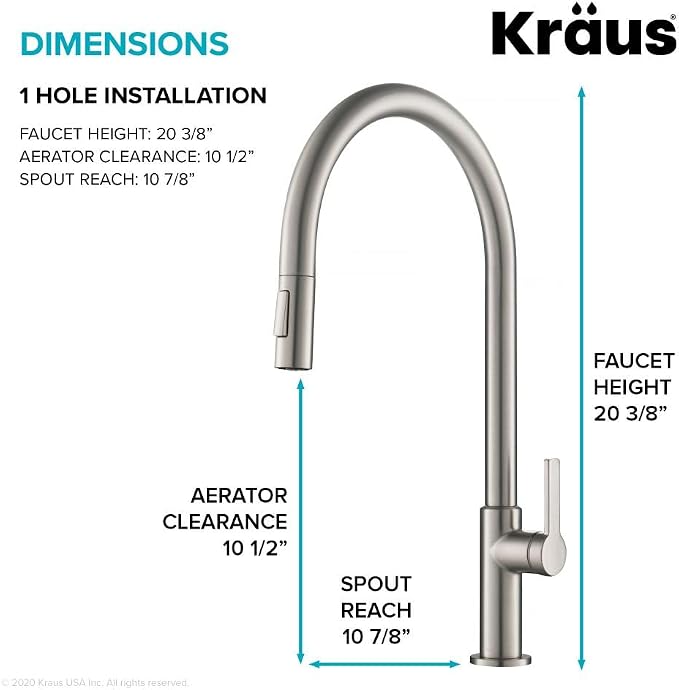 KRAUS Oletto High-Arc Tall Single Handle Pull-Down Kitchen Faucet in Spot Free - Image 5