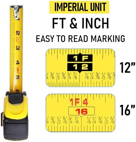 Tape Measure 25ft, Self-Locking, Retractable, Easy Read - Image 3