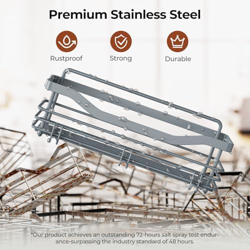 Orimade Shower Caddy Basket Shelf Storage Rack, No Drilling Wall Mounted - Image 7