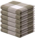 Mordimy Cotton Waffle Weave Dish Cloths, 6 Pack, Khaki & White by Mordimy