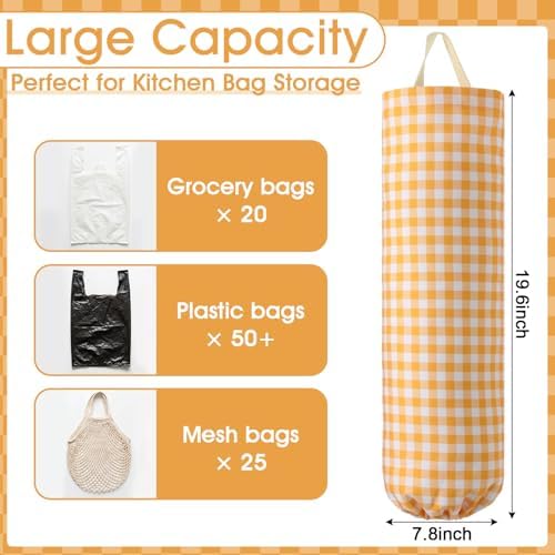 Gingham Plastic Bag Holder for Grocery Bag - Image 2