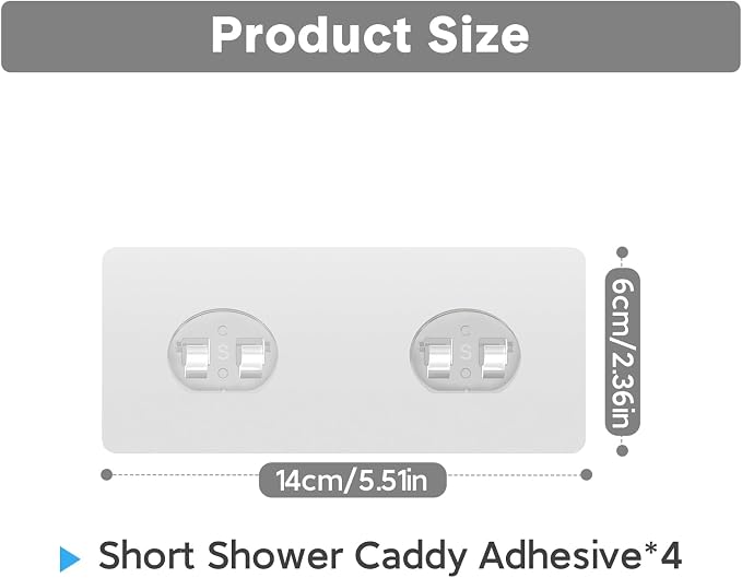 4 Pack Shower Caddy Adhesive Replacement, Strong Adhesive Hooks - Image 2