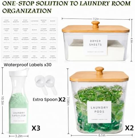 3+3 Pack Laundry Pods Containers & Dryer Sheet Holder & Laundry Detergent - Image 3
