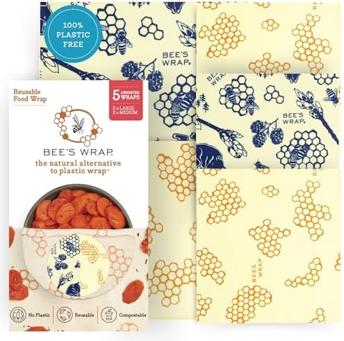 Bee's Wrap Beeswax Food Wraps, 5 Pack Assorted by BeesWrap