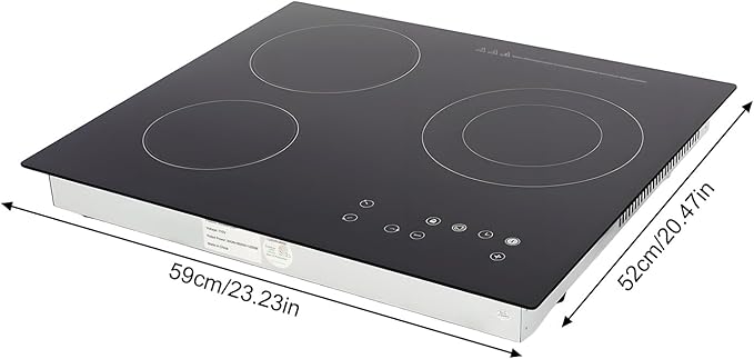 3 Burner Electric Ceramic Stove, 110V 9 Settings Cooktop LED Display Touch-Adjustable Control Stove Top for Glass Pot Stainless Steel Pot Casserole Pot Black