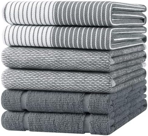 Homaxy 6 Pack Cotton Terry Premium Kitchen Towels, 18 x 28 in by Homaxy