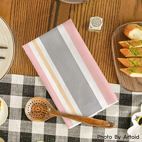 Artoid Mode Pink Stripes Home Sweet Home Boho Kitchen Towels Dish Towels - Image 3