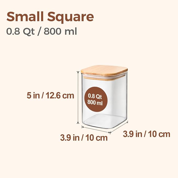 ComSaf Glass Jars with Bamboo Lids 0.8 Qt - Image 2