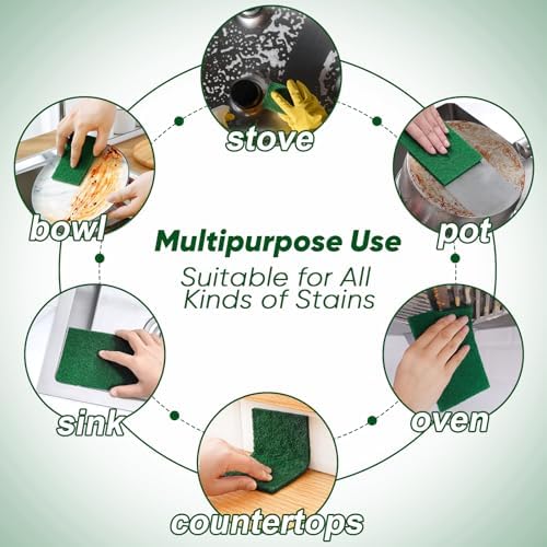 HOMEXCEL Heavy Duty Scouring Pads, 24 Pack Green Scrub Pads - Image 2