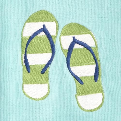 Ritz 2-Piece Cotton Velour Bathroom Hand Towel Set, Embroidered Striped Flip - Image 2