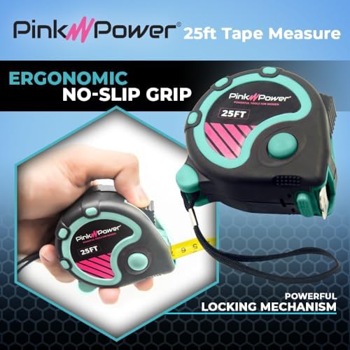 Pink Power 25 ft Blue Tape Measure - Image 4