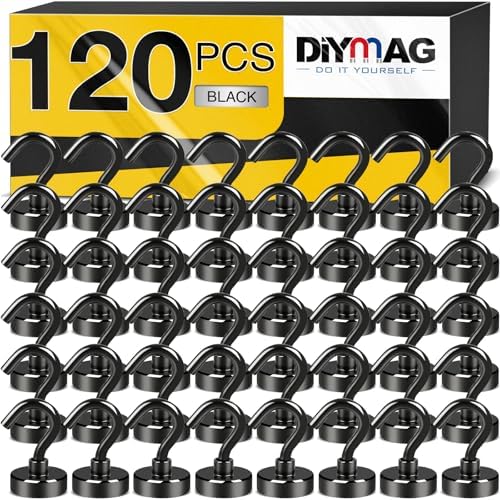 DIYMAG Magnetic Hooks, 30Lbs Black Strong Heavy Duty Cruise Magnet Garage by DIYMAG
