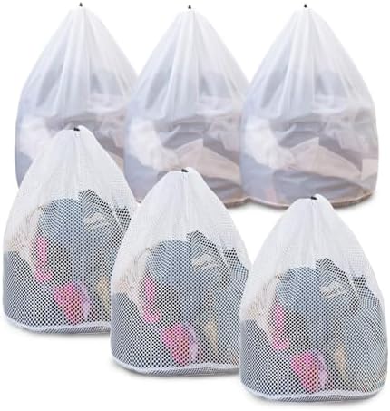 Extra Large Mesh Laundry Bags Washing Bag 6Pack Delicates Bag and Zipper by RUIQINQI