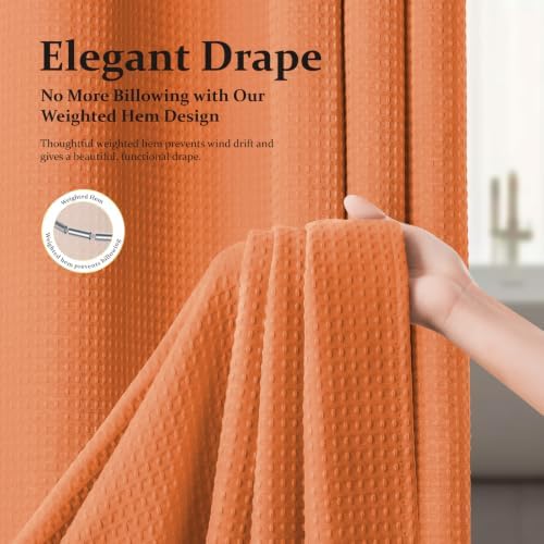 Dynamene Long Waffle Shower Curtain 256 GSM Heavy Fabric 72x78 Burnt Orange - Image 4