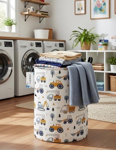 Round Collapsible Construction Truck Excavator Laundry Hamper - Image 6