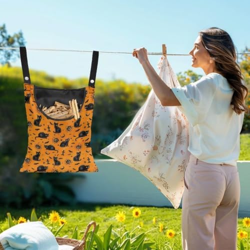 Black Cat Clothespin Bag Orange Clothespin Storage - Image 2