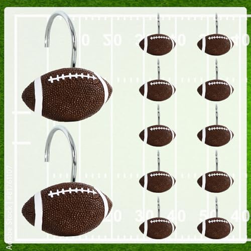 12-Piece Football Shower Curtain Hooks - Image 2