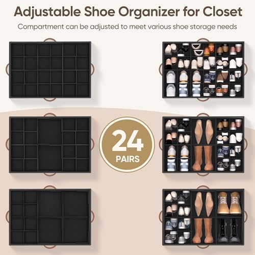 Shoe Organizer for Closet, Adjustable Storage Box Holds 24 Pairs - Image 3