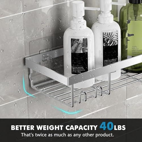 Moforoco Adhesive Shower Caddy Organizer Shelves Rack - Image 3