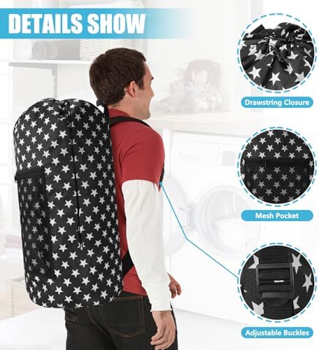 Laundry Bag Backpack, Extra Large Travel Laundry Bag - Image 4