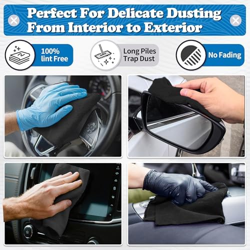FIXSMITH Microfiber Cleaning Cloth, Shop Towels Bulk, 24 Pack Black Microfiber - Image 3
