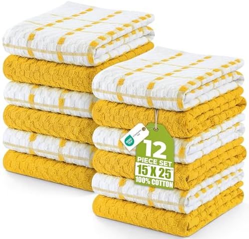Utopia Towels Kitchen Towels 12 Pack 15x25 Inch Ring Spun Cotton Yellow by Unknown