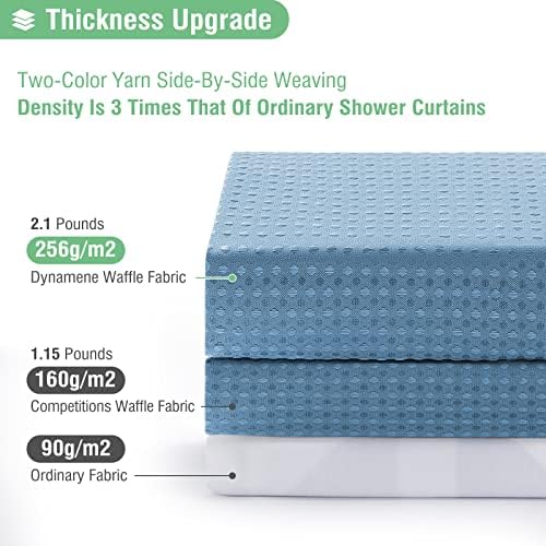 Dynamene Long Waffle Shower Curtain 256 GSM Heavy 72"x78" Moonlight Blue - Image 2