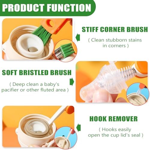 Cup Lid Gap Cleaning Brush 3PCS Bottle Brushes 3 in 1 Cup Lid Gap Cleaner - Image 3