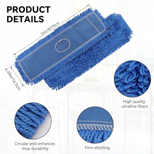 3 Pack 24 Inch Microfiber Dust Mop Head, Medium Washable Commercial Sweeper and - Image 7