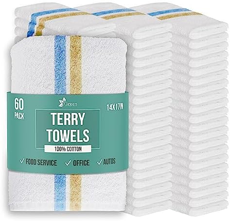 GREEN LIFESTYLE Terry Towels 14" x 17" 60 Pack by GreenLifeStyle