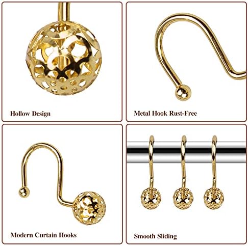 Gracelife 12Pcs Hollow Ball Shower Curtain Hooks Luxury Quality Rustproof - Image 2