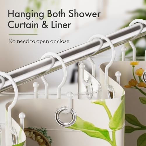 Bathway Shower Curtain Hooks White, Double Hook Shower Curtain Hooks Rust Proof - Image 3