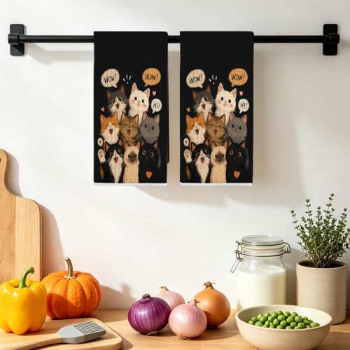 Jztco 2 Pcs Cute Cat Kitchen Towels, Cats Gift Reusable Hand Towels - Image 4