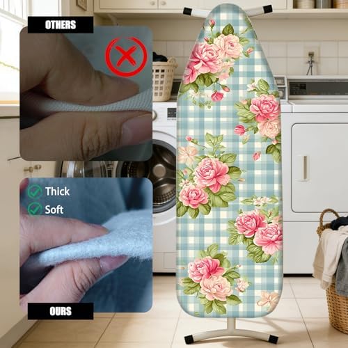 Nuxovilar Plaid Floral Cotton Ironing Board Cover 15x54 Fabric - Image 4