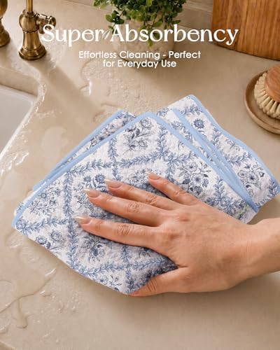 Miss Adola Reversible Microfiber Kitchen Towels Set of 2, Toile Elegance - Image 3
