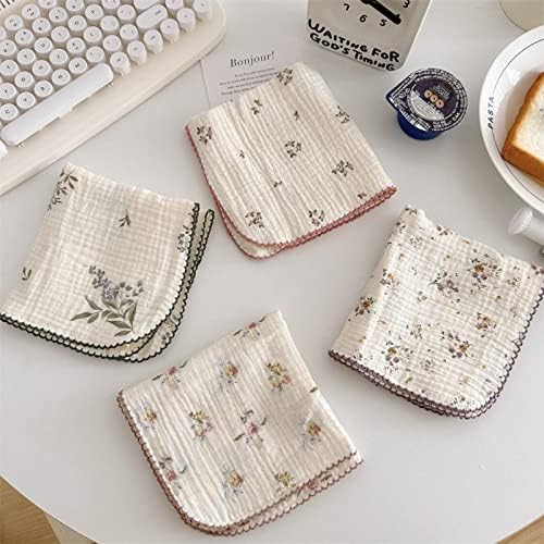 BuLuTu Floral Cleaning Cloths Kitchen Cotton Dish Towels 4 Pack - Image 3
