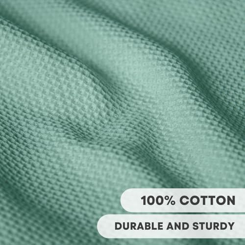 Artoid Mode 100% Cotton Light Green Waffle Weave Kitchen Dish Cloths, 13x28 - Image 3