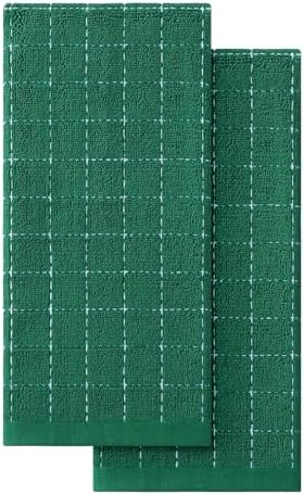 Homaxy 100% Cotton Terry Kitchen Towels, 2 Pack, Dark Green by Homaxy