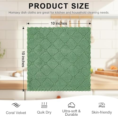 Homaxy 18 Pack Super Soft Absorbent Dish Cloths, Grass Green - Image 3