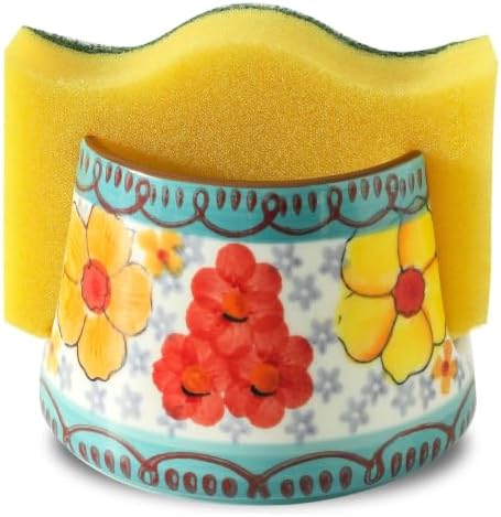 Sponge Holder for Kitchen Sink, Ceramic Dish Sponge Dish Rack Scrubby Caddy by Howise