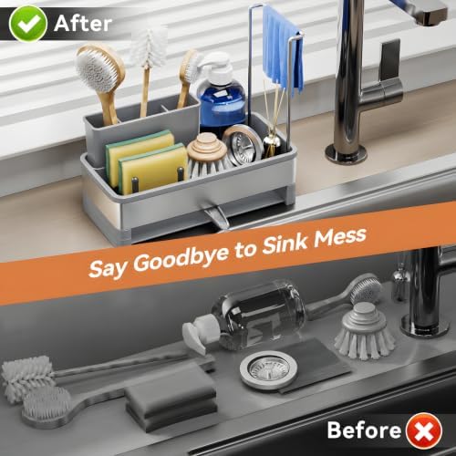 Laveshop Sponge Holder for Kitchen Sink, Rustproof Stainless Steel Sink Caddy - Image 5