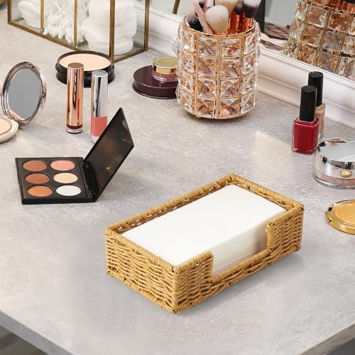 Napkin Holder for Bathroom, Woven Wicker Synthetic Rattan Guest Towel Holder - Image 7