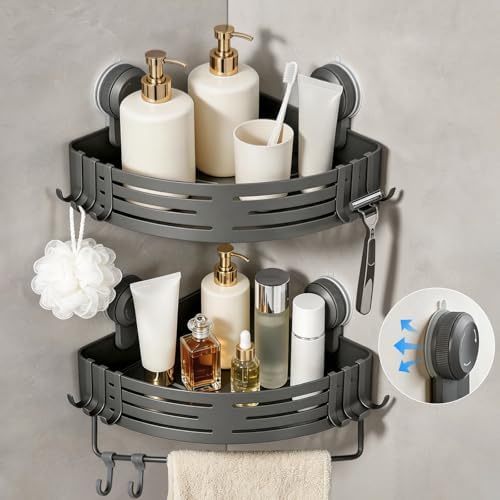 Lekesky Corner Shower Caddy Suction Cups, No Drilling Bathroom Shower Shelf by LEKESKY