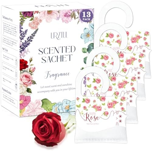 13 PCS Rose Scented Sachets, Long Lasting Room Air Freshener Odor Deodorizer by Unknown