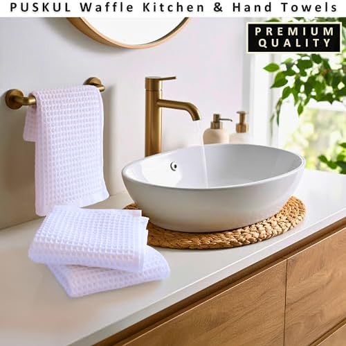 PÜSKÜL Natural 100% Turkish Cotton Waffle Hand and Kitchen Towels Set of 3 - Image 5