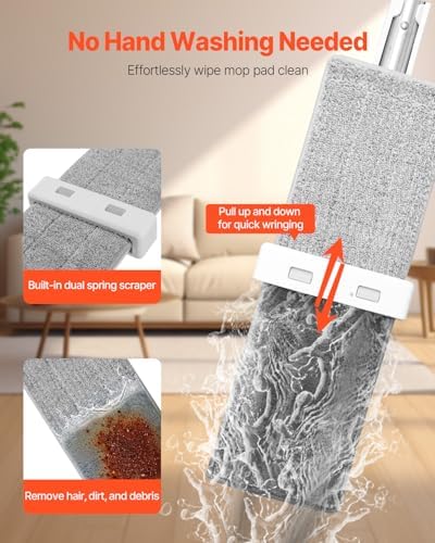 VEVOR Flat Mop, Self Wringing, Microfiber Floor Cleaner - Image 2